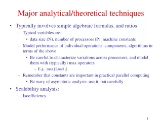 Major analytical/theoretical techniques