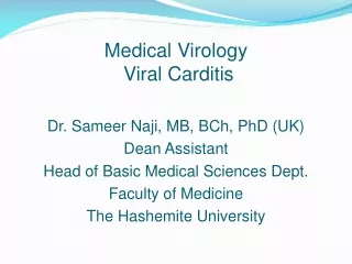 Medical Virology  Viral Carditis