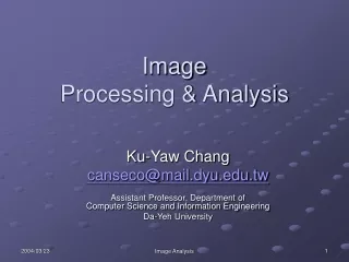 Image Processing &amp; Analysis