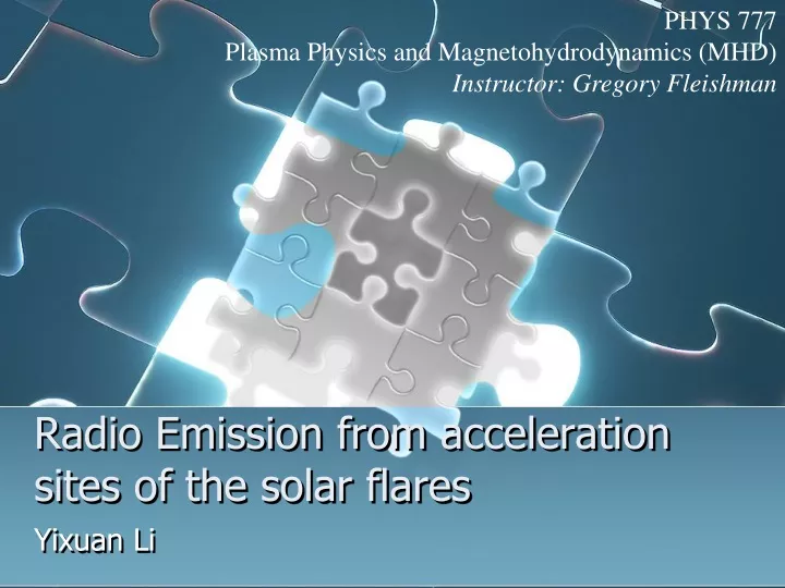 radio emission from acceleration sites of the solar flares