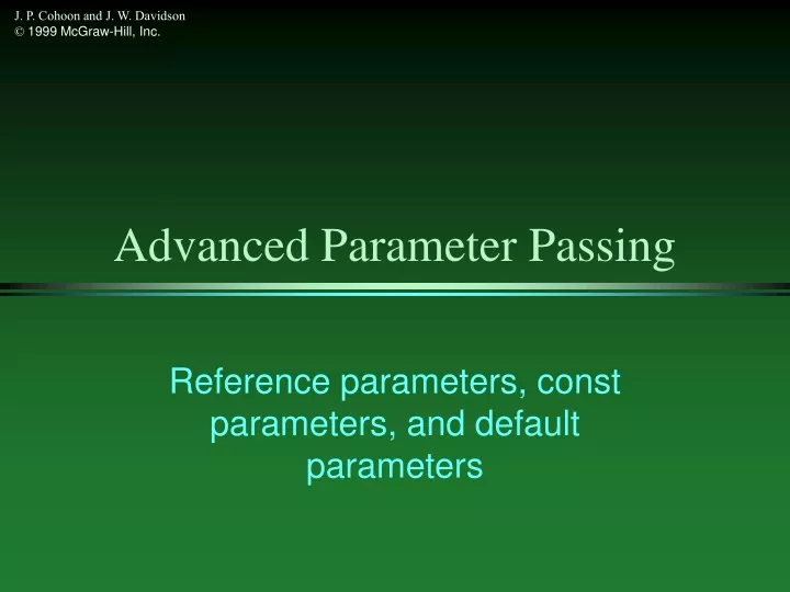 advanced parameter passing