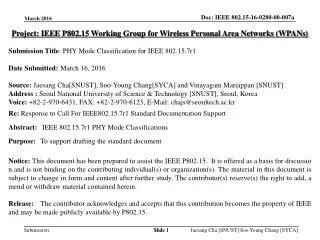 Project: IEEE P802.15 Working Group for Wireless Personal Area Networks (WPANs)