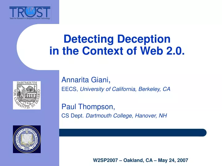 detecting deception in the context of web 2 0
