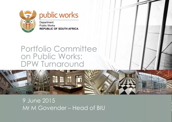 portfolio committee on public works dpw turnaround