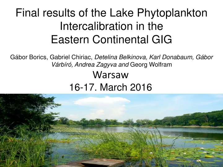 final results of the lake phyto plankton