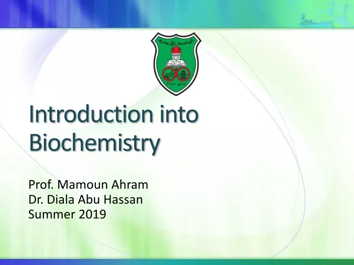 introduction into biochemistry