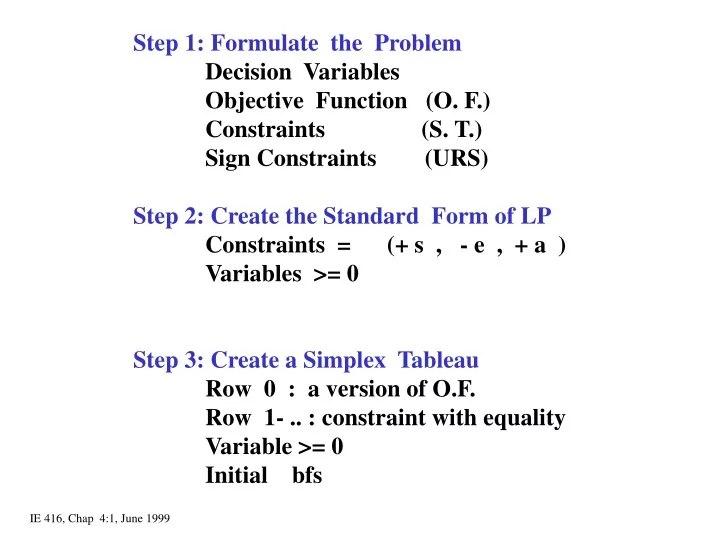 step 1 formulate the problem decision variables