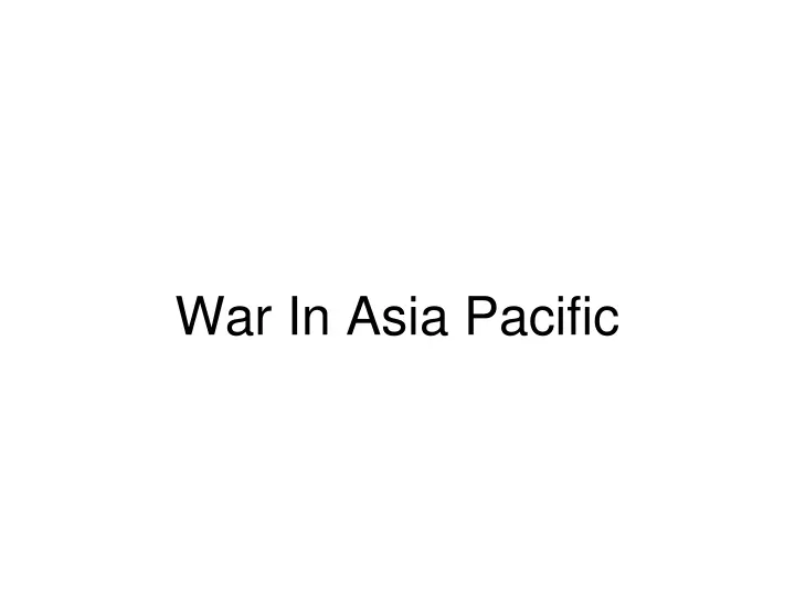 war in asia pacific