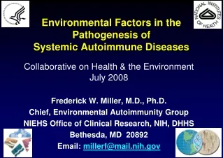 Environmental Factors in the  Pathogenesis of  Systemic Autoimmune Diseases