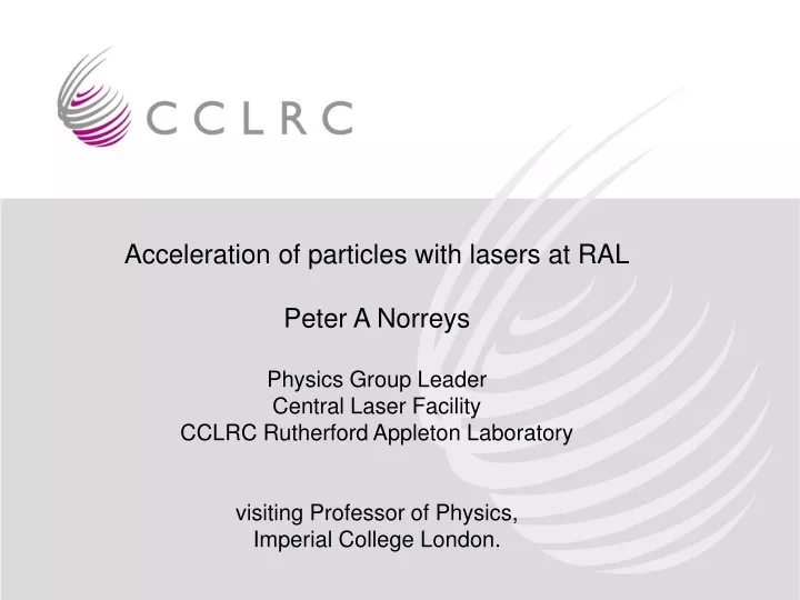 acceleration of particles with lasers