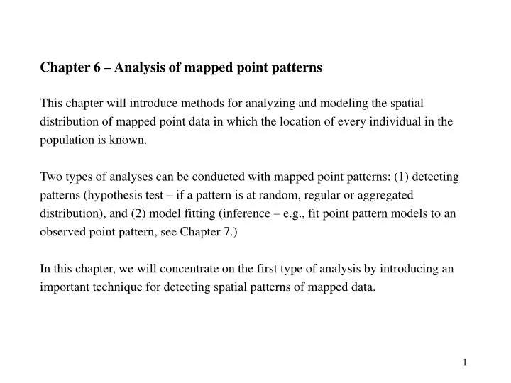 chapter 6 analysis of mapped point patterns this