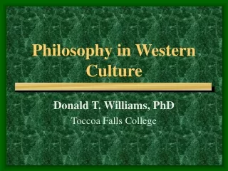Philosophy in Western Culture