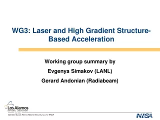 WG3: Laser and High Gradient Structure-Based Acceleration