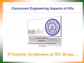 Concurrent Engineering Aspects of HXs