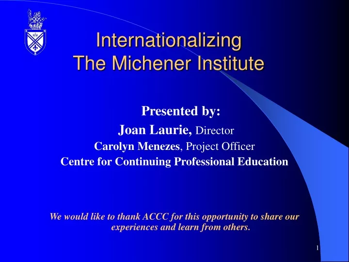 internationalizing the michener institute