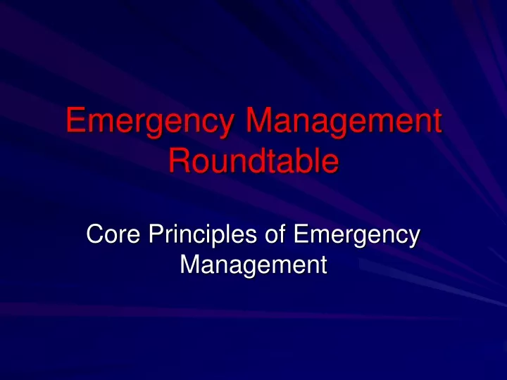 emergency management roundtable
