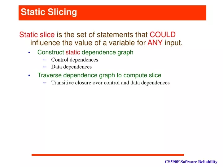 static slicing