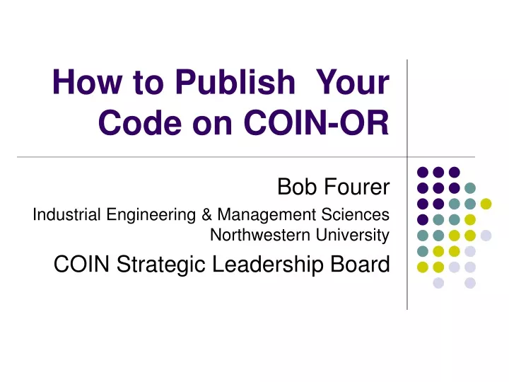 how to publish your code on coin or