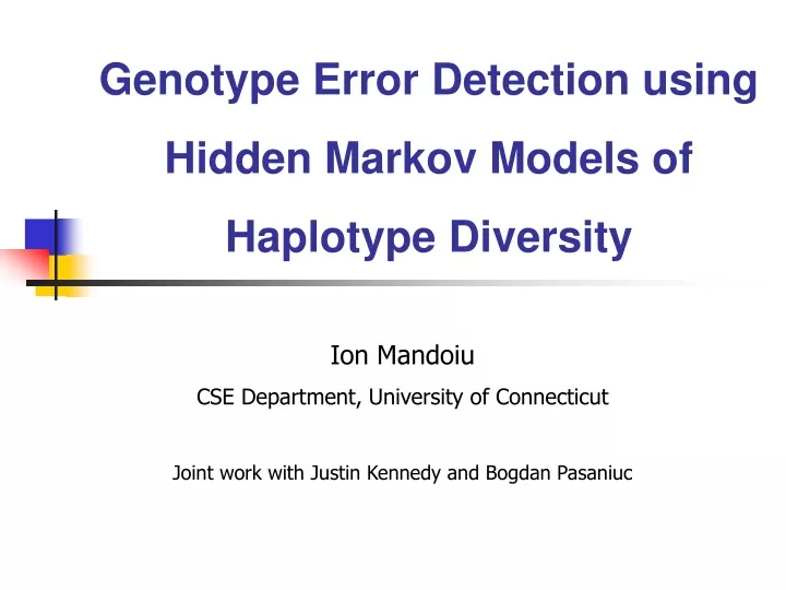 genotype error detection using hidden markov models of haplotype diversity