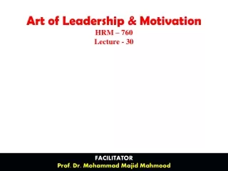 FACILITATOR Prof. Dr. Mohammad Majid Mahmood