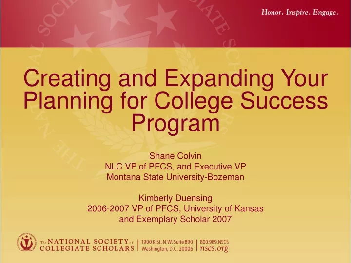 creating and expanding your planning for college