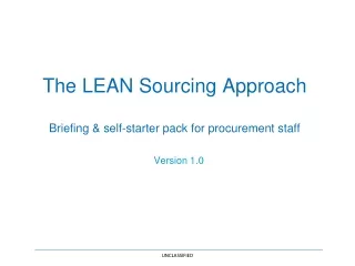 The LEAN Sourcing Approach Briefing &amp; self-starter pack for procurement staff