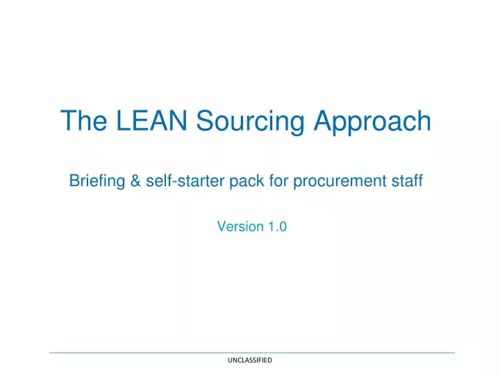 the lean sourcing approach briefing self starter pack for procurement staff