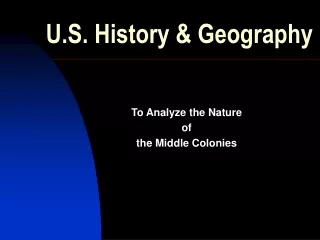 U.S. History &amp; Geography