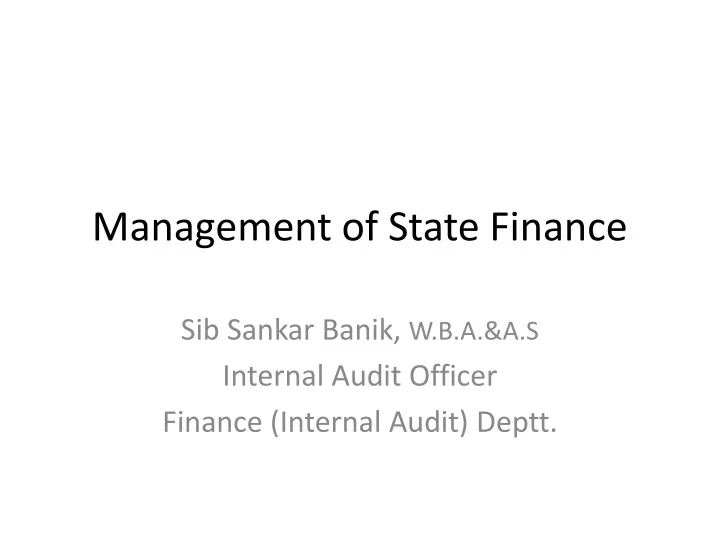 management of state finance