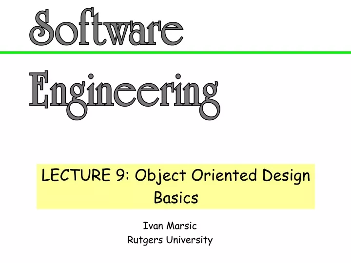 lecture 9 object oriented design basics