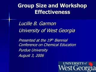 Group Size and Workshop Effectiveness