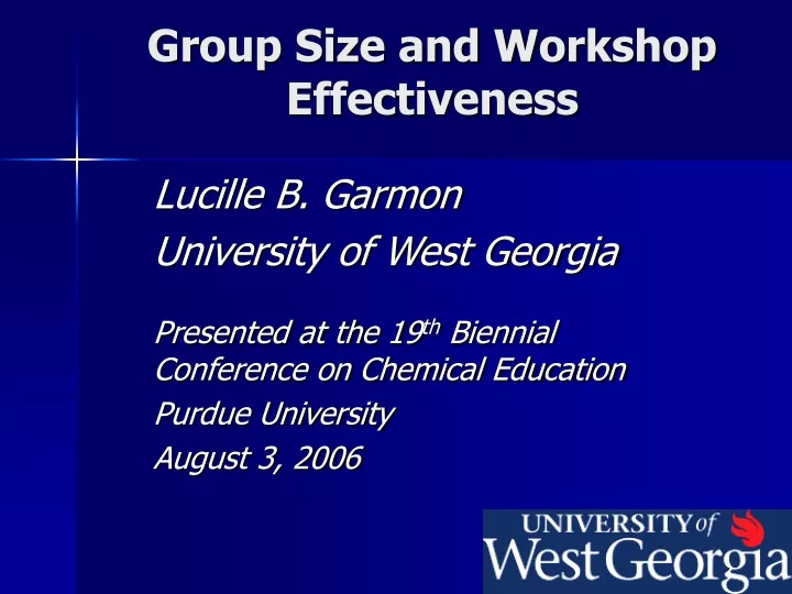 group size and workshop effectiveness