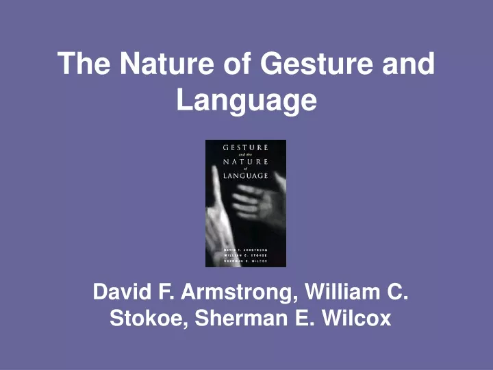 the nature of gesture and language