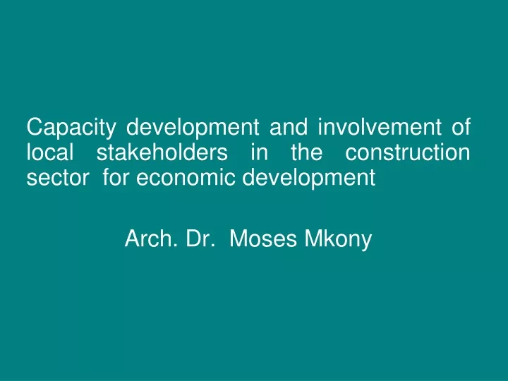 capacity development and involvement of local