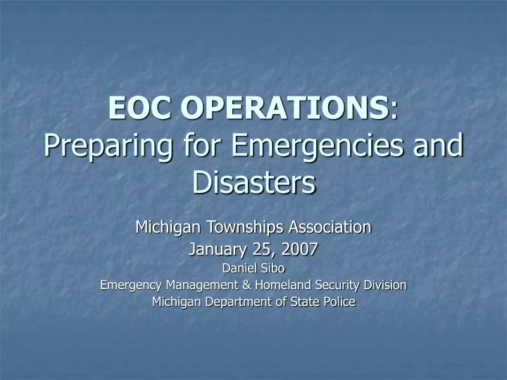 eoc operations preparing for emergencies and disasters