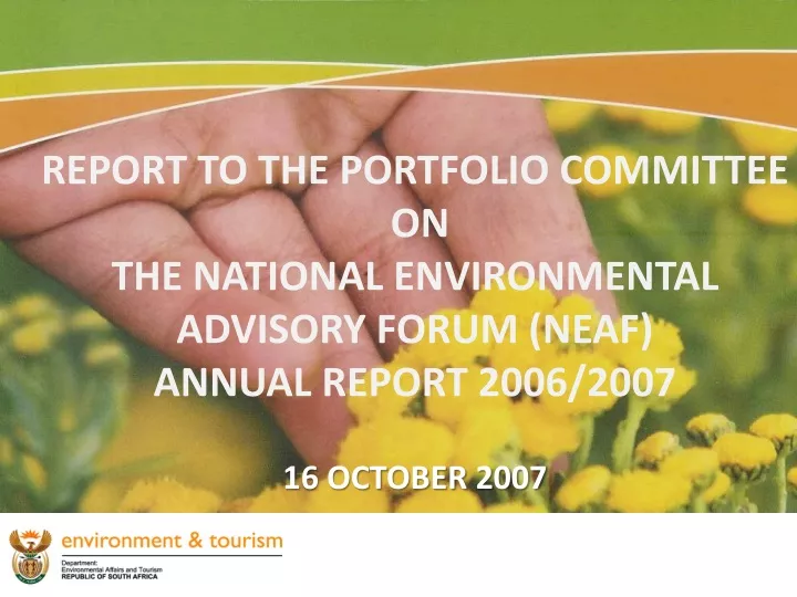 report to the portfolio committee on the national