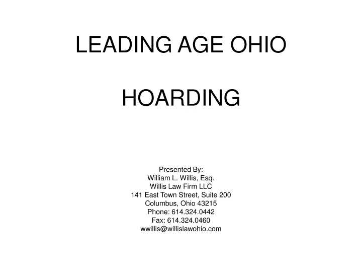 leading age ohio hoarding presented by william
