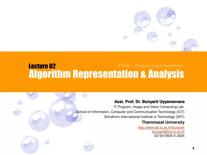 algorithm representation analysis