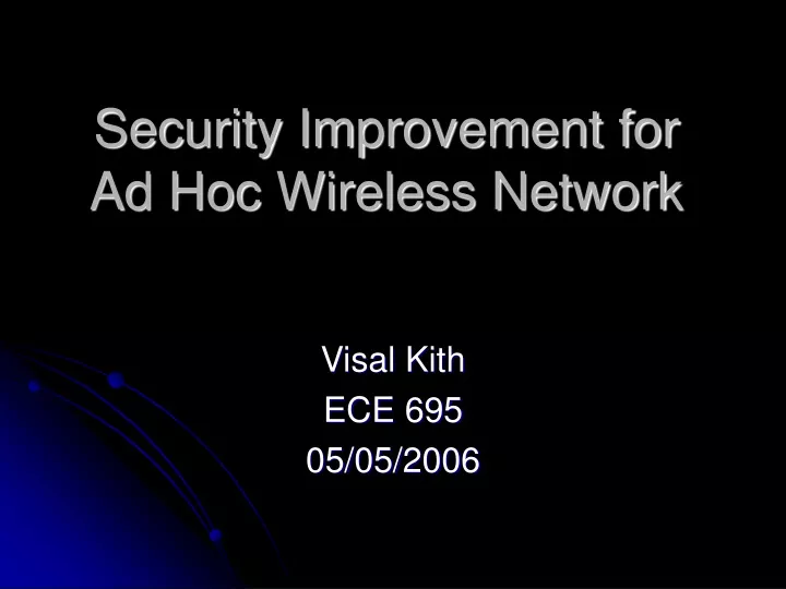 security improvement for ad hoc wireless network