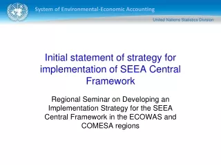 Initial statement of strategy for implementation of SEEA Central Framework