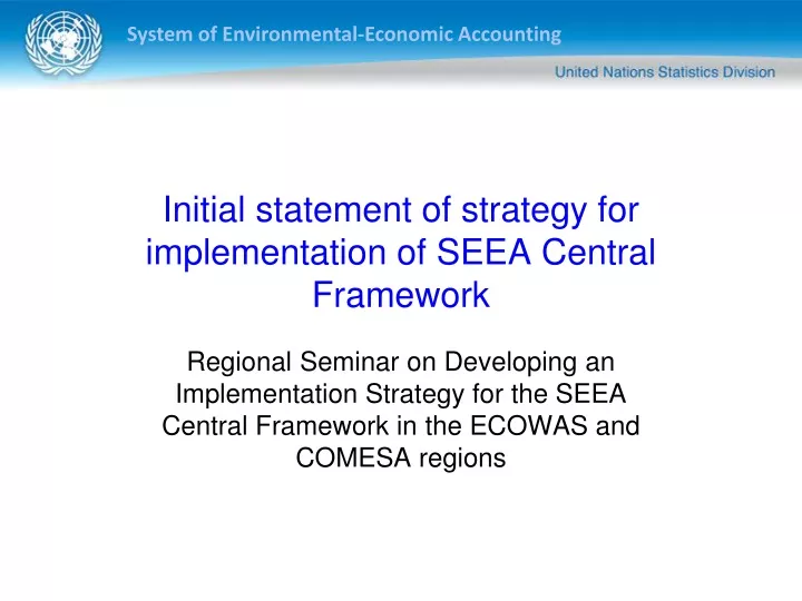 initial statement of strategy for implementation of seea central framework