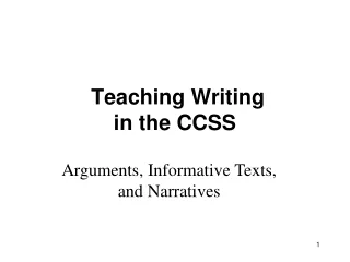 Teaching Writing  in the CCSS