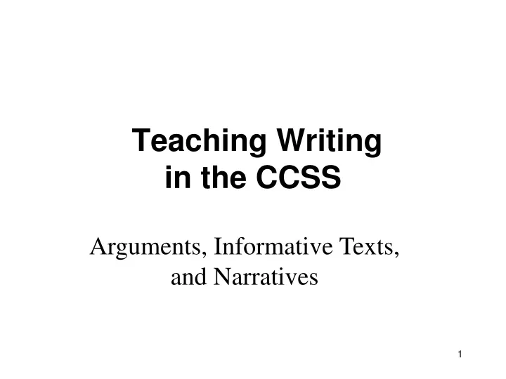 teaching writing in the ccss