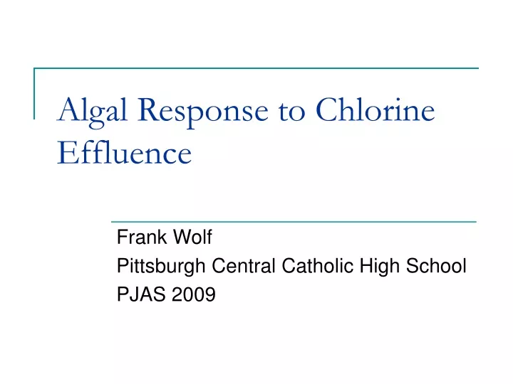 algal response to chlorine effluence