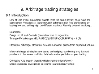 9. Arbitrage trading strategies