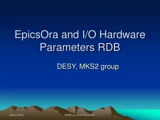 EpicsOra and I/O Hardware Parameters RDB