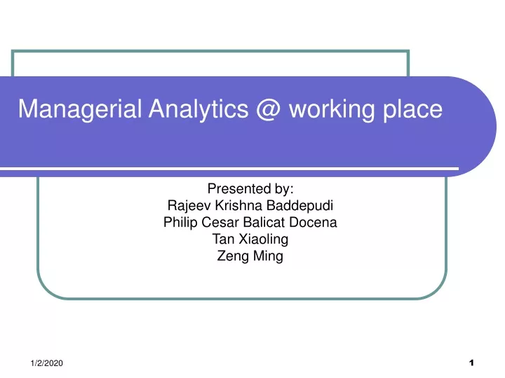 managerial analytics @ working place