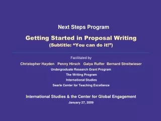 Getting Started in Proposal Writing