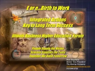 E or e…Birth to Work   Integrated Actions  Key to Long Term Success