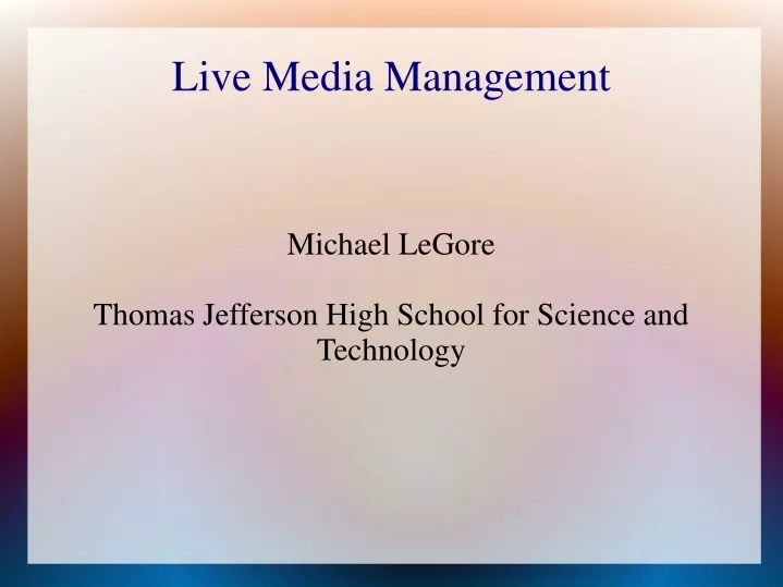 michael legore thomas jefferson high school for science and technology